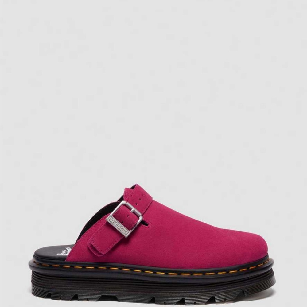 Dr. Martens Zebzag Suede Casual Slingback Platform Mules in Fuchsia Pink